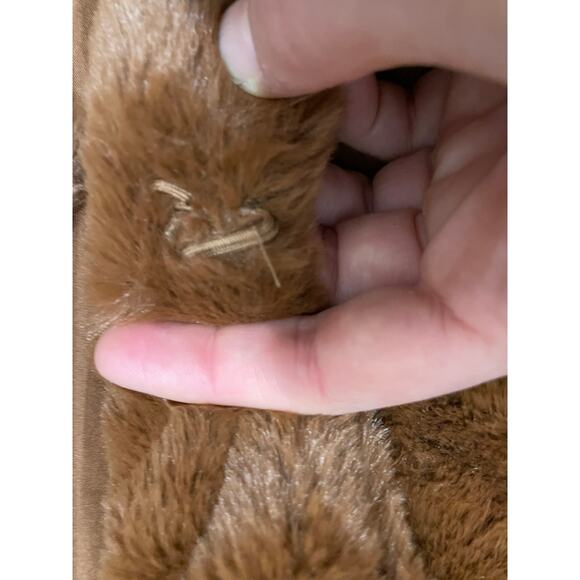Rachel Zoe Brown Camel Faux Fur Mob‎ Wife Collared Coat Jacket Women's XS - Picture 5 of 6